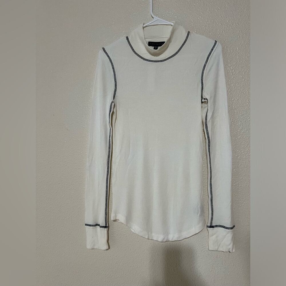 Sanctuary white roadster thermal long sleeve mock neckline tee shirt NEW SMALL